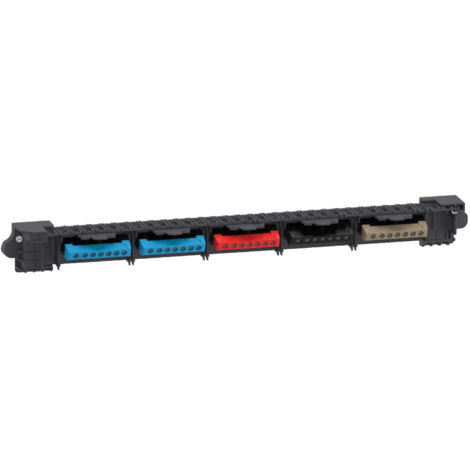 Schneider – Kit borniers 3Ph+N 24 modules – 5 borniers avec 7 départs – Courant nominal 125A – Dimensions 534x20x10mm pour installations électriques - LVSXK724