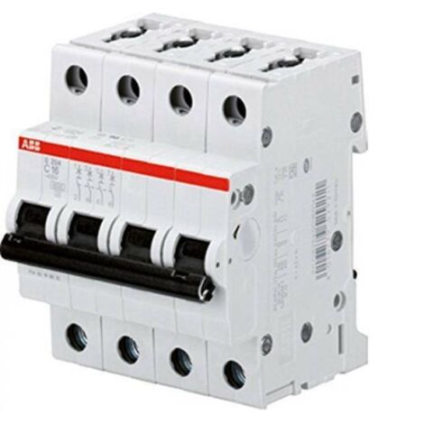 ABB – Disjoncteur tripolaire 4P 20A C courbe de déclenchement 6kA – Montage rail DIN – Protection circuits électriques - ABB2CDS254001R0204