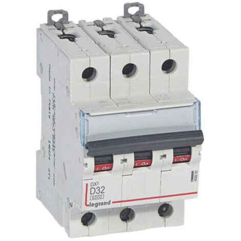 Disjoncteur DX³6000 à vis 3 Pôles 400V 32A courbe D peigne HX³ traditionnel LEGRAND 408062 (1/3)
