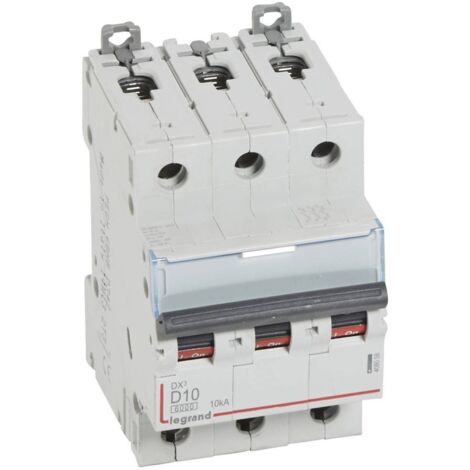 Disjoncteur DX³6000 10kA arrivée haute et départ bas à vis 3P 400 - 10A - courbe D - pour peigne HX³ traditionnel - LEGRAND (1/2)