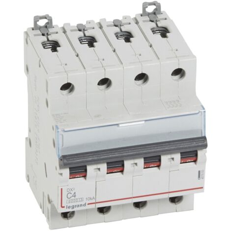 Disjoncteur DX³6000 arrivée haute et départ bas à vis 4 Pôles 400V 4A courbe C pour peigne HX³ traditionnel LEGRAND 407893