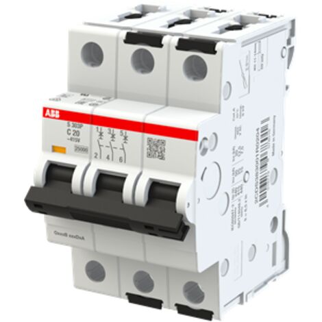 Disjoncteur ABB S303 3P, 20A, pouvoir de coupure 100 kA ( Prix pour 1 ) (1/4)