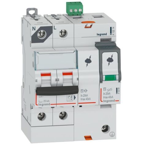 Legrand – Parafoudre pour tableau électrique 1P+N Type 2 Imax 40kA 320V – Protection 2.5kV – Résistance IK04 – LEG412214