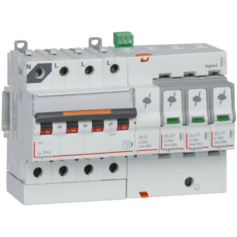 Legrand – Parafoudre T2 40kA 3P+N 320V – Protection court-circuit intégrée – Installation en amont du différentiel – Conforme EN 61643-11