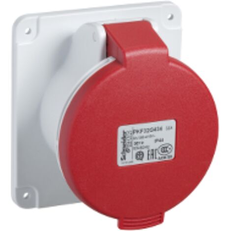 PratiKa - socle prise industrielle droite - 32A - IP44 - 380 - 5P - vis
