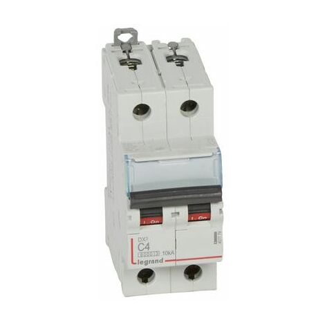 Disjoncteur DX³6000 10kA arrivée haute et départ bas à vis 2P 230V à 400V - 4A - courbe C - 2 modules - 407779 - LEGRAND