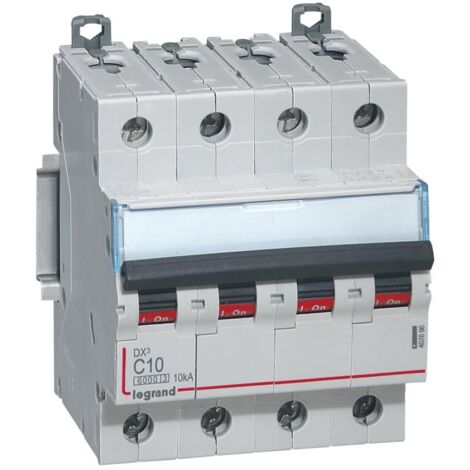 Disjoncteur DX³6000 10kA arrivée haute et départ bas à vis 4P 400V - 10A - courbe C - pour peigne HX³ traditionnel - LEGRAND