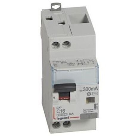 Disjoncteur différentiel DX³4500 arrivée haute et départ bas à vis U+N 230V - 16A typeAC 300mA - courbe C - 2 modules - LEGRAND (1/4)