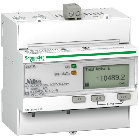 Acti9 iEM - compteur d'énergie tri - 63A - multi-tarif - alarme kW - Mbus - MID
