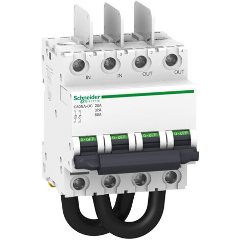 Schneider Electric – Interrupteur-sectionneur photovoltaïque 50A – Coupure champ PV – 1000V CC – Rail DIN – Acti 9 C60