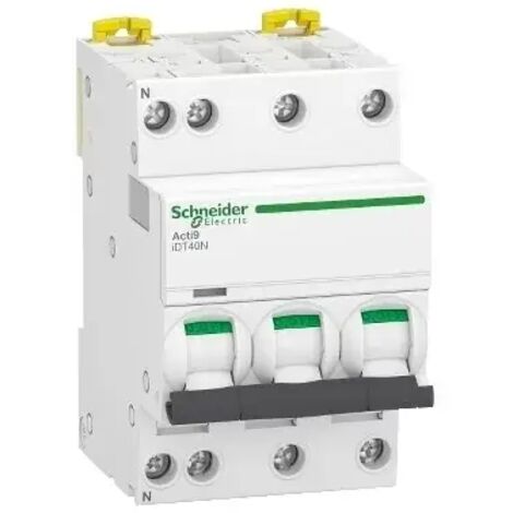 disjoncteur - schneider acti9 idt40n - 4 pôles - 10a - courbe c - 10 ka - schneider electric a9p24710