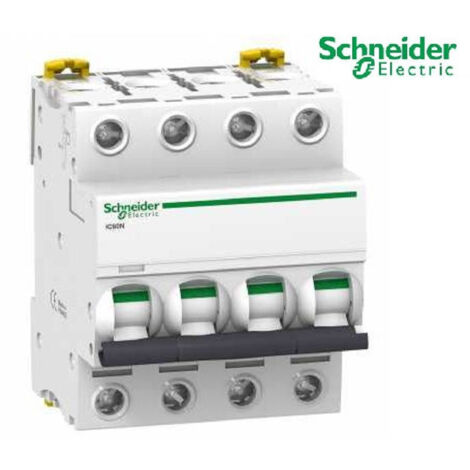 Schneider Electric – Disjoncteur tétrapolaire 20A courbe C – Protection circuits 6kA – Raccordement peignable ou à vis – A9F74420