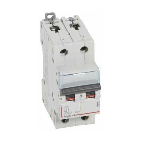 Disjoncteur DX³6000 10kA arrivée haute et départ bas à vis 2P 230V à 400V - 1A - courbe D - 2 modules - 408008 - LEGRAND