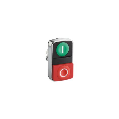 cabeza de pulsador de dos accionad. - Ø 22 - verde + rojo - E - S - IP66, IP69 K - ZB4BL7341 (1/3)