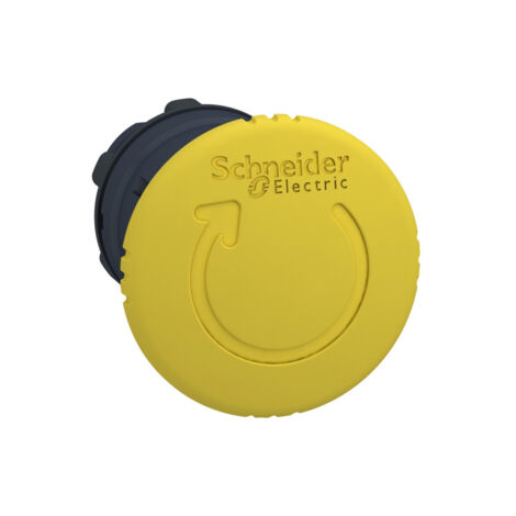 tête coup de poing - jaune - tourner pour déverrouiller - schneider electric zb5as55 (1/3)