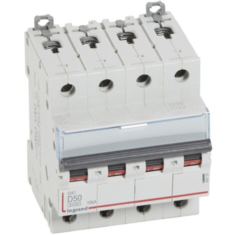 Disjoncteur DX³6000 10kA arrivée haute et départ bas à vis 4P 400 - 50A - courbe D - pour peigne HX³ traditionnel - LEGRAND (1/3)