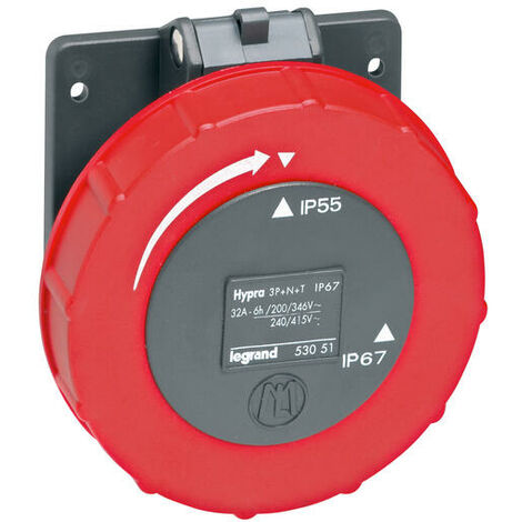Prise à entraxes unifiés Hypra 3P+T+N IP66/67-55 - 380V à 415V - plastique - 053051 - LEGRAND