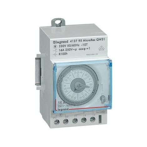Legrand – Interrupteur horaire analogique programmable 230V – 3 modules 16A – Programmation hebdomadaire – Contact inverseur – À encastrer - 50-60Hz