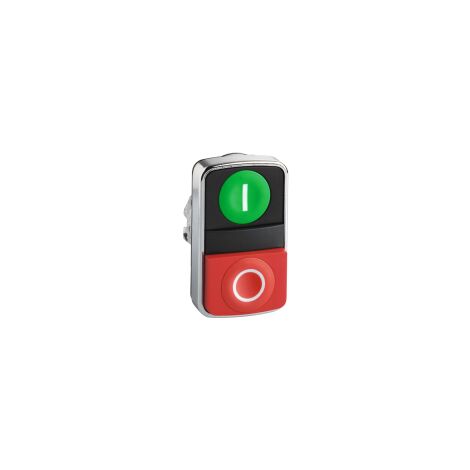 Schneider Electric – Tête bouton-poussoir double touche 22mm vert et rouge – Protection IP66/IP69K – Pour contrôle momentané – ZB4BA7341