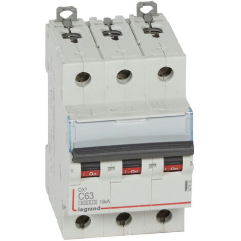 Disjoncteur DX³6000 10kA arrivée haute et départ bas à vis 3P 400V - 63A - courbe C - pour peigne HX³ traditionnel - LEGRAND