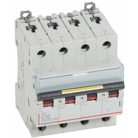 disjoncteur - legrand dx3 - 4 pôles - 10a - courbe c - 16ka - legrand 409353