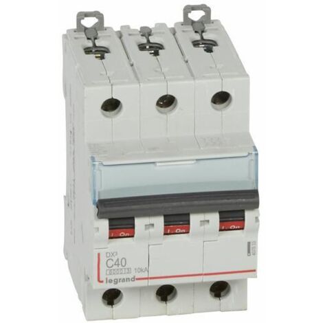 Disjoncteur DX³6000 10kA arrivée haute et départ bas à vis 3P 400V - 40A - courbe C - pour peigne HX³ traditionnel - LEGRAND (1/3)