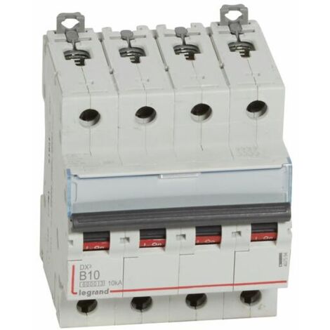 Disjoncteur DX³6000 10kA arriv haute / départ bas Vis 4P 10A courbe B 4 mod