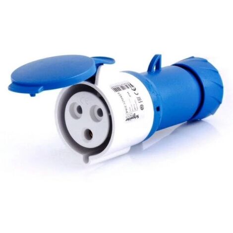 Prise mobile 32A 2P+T clapet bleu 200 250V CA industrielle étanche IP44 PratiKa
