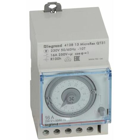 Legrand – Interrupteur horaire programmable 16A 250V – Programmation par segments de 15mn – Installation sur rail DIN – Réserve de marche 100h