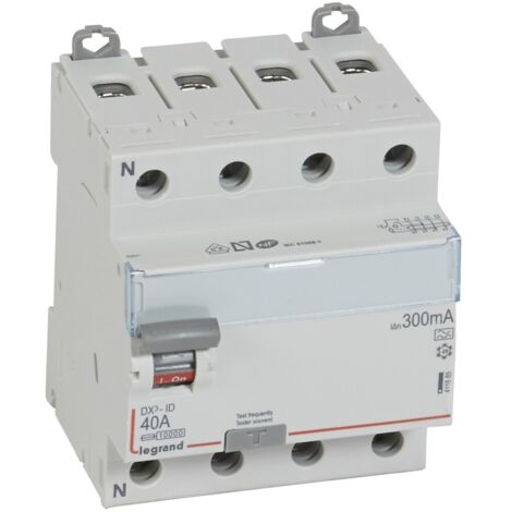 Legrand – Interrupteur différentiel 4P 400V 40A type A 300mA – Arrivée haute et départ bas à vis – 4 modules pour circuits spécialisés