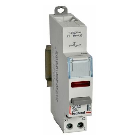 Legrand – Interrupteur modulaire poussoir 1NF avec voyant LED rouge – Tension 110-400V – Pose rail DIN – Indication visuelle état