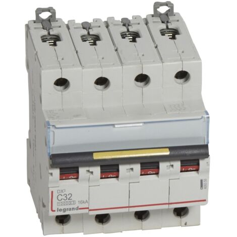 Disjoncteur DX³10000 16kA arrivée haute et départ bas à vis 4P - 400V - 32A - courbe C - 4 modules - 409358 - LEGRAND (1/2)