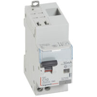 Disjoncteur différentiel monobloc DX6000 10kA arrivée haute automatique départ bas vis U+N 230V 10A typeAC 30mA (410800)