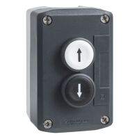 boite à bouton - harmony xal - 2 bouton poussoir - blanc et noir - schneider electric xald222e