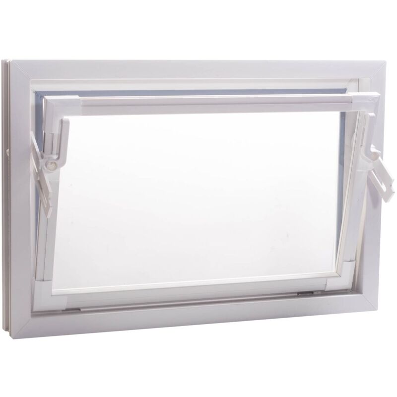 ACO 60cm Nebenraumfenster Kippfenster Fenster weiß Kellerfenster  Isoglasfenster: 60 x 40 cm