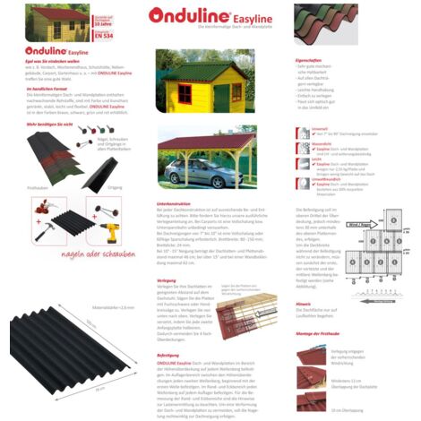 grau Onduline Easyline Dachplatte Wandplatte Bitumen Wellplatte 1x0,76m 