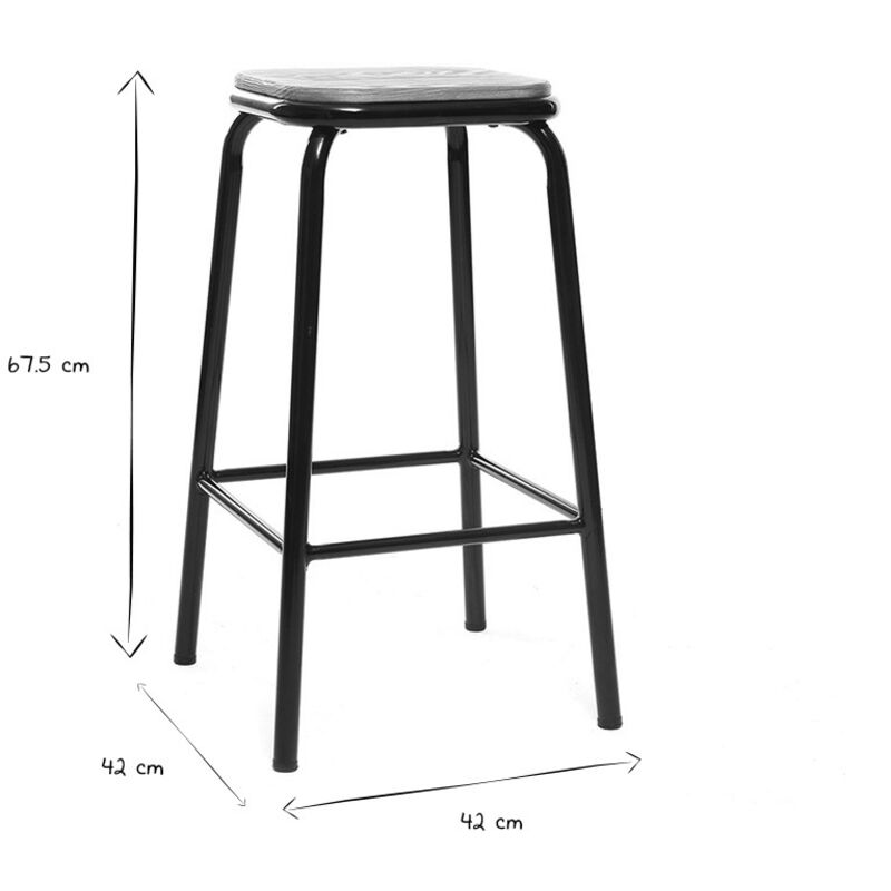 Tabouret De Bar Rond En Liège Avec Base En Fer Noir, Repose
