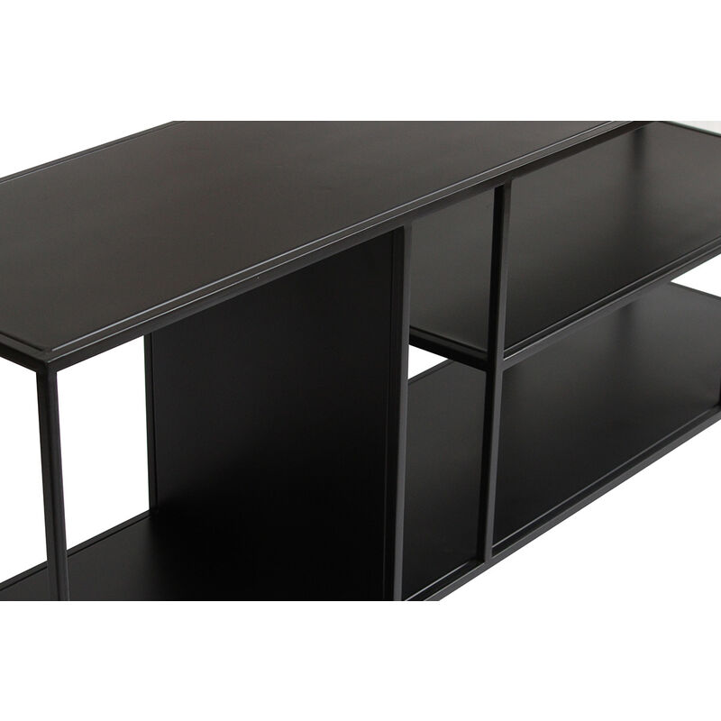 Étagère basse ouverte meuble TV design en métal noir L160 cm KARL - Miliboo