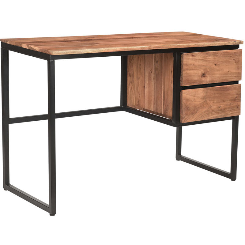 Bureau multi table l110cm style industriel imitation bois et pieds métal  Couleur noir Meubles Cosy