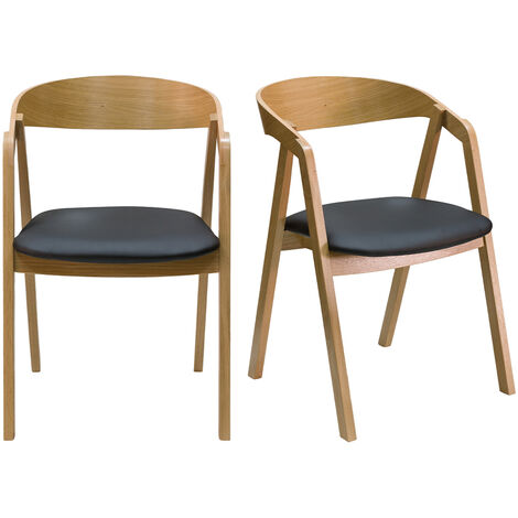 Miliboo – Chaises scandinaves empilables en chêne massif et polyuréthane noir – Lot de 2 – Dimensions L48 x P44 x H77 cm – Confort optimal pour salle à manger (1/5)