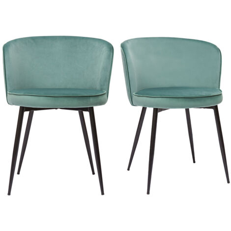 Chaises design en tissu velours céladon et métal noir (lot de 2) SERIF (1/5)
