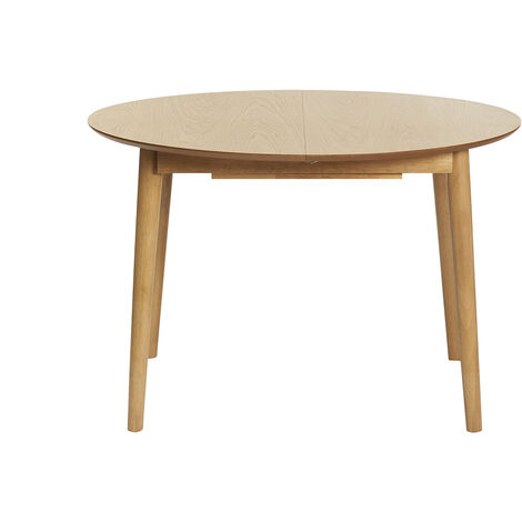 Miliboo – Table à manger ronde extensible 4-6 places – Rallonge papillon intégrée – Plateau en bois clair chêne – Dimensions L115-154 x P115 x H75 cm