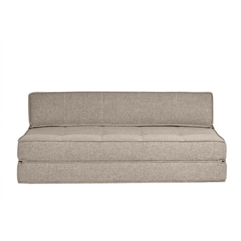 Miliboo – Chauffeuse 2 places convertible en tissu taupe – Dimensions L132 x P81 cm – Densité 25 kg/m³ – Lit d'appoint pratique