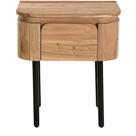 Table de chevet en bois massif et métal noir avec tiroir NAPOLI (1/5)
