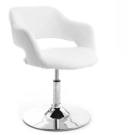 Miliboo – Fauteuil pivotant blanc en polyuréthane – Structure en acier chromé – Réglable en hauteur 68-80 cm – Confort d'assise optimal (1/5)