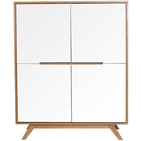 Buffet haut scandinave bois et blanc L110 cm HELIA (1/5)