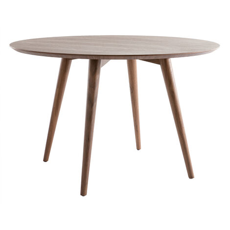 Miliboo – Table à manger ronde noyer D120 cm – Design épuré – Montage facile – Pour intérieur moderne et rustique