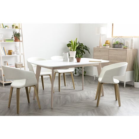 Table à manger scandinave blanche 120cm - Trevi