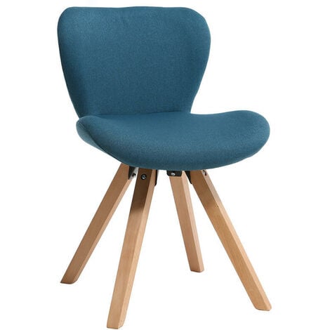 Fauteuil enfant scandinave en tissu bleu canard et bois clair NORKID -  Miliboo