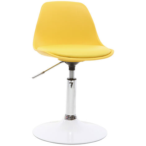 Miliboo – Chaise de bureau enfant jaune – Hauteur d'assise réglable 42-57.5 cm – Dossier incurvé pour confort – Rotative 360°